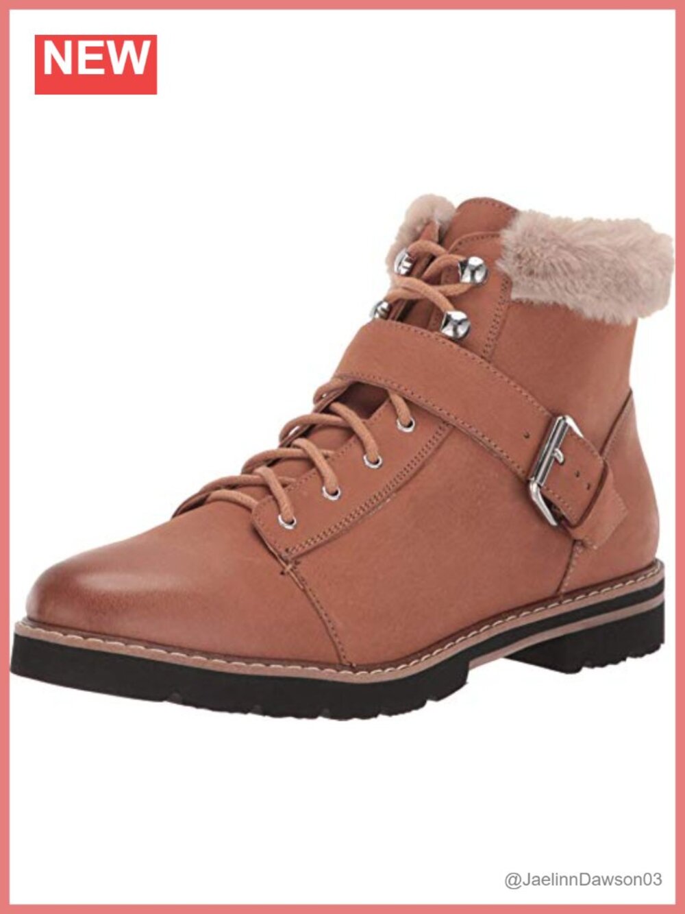 Faux Fur Cuff Ankle Bootie Combat Boot Lace-Up Round Toe Block Heel Fall